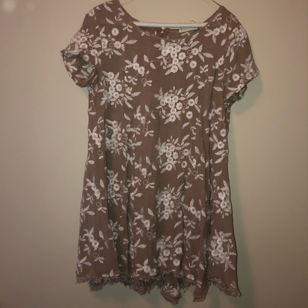 Brown and white dress